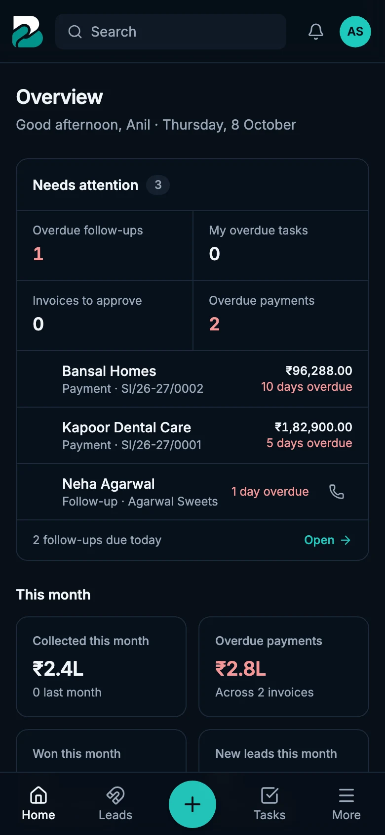 BizSaathi overview on a phone